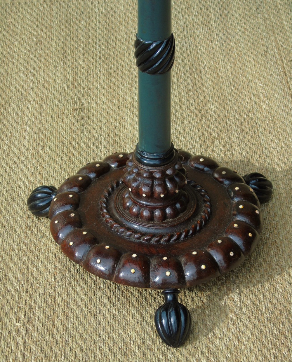 Rare Indian Raj Studded & Ebonised Display Pedestal View V
