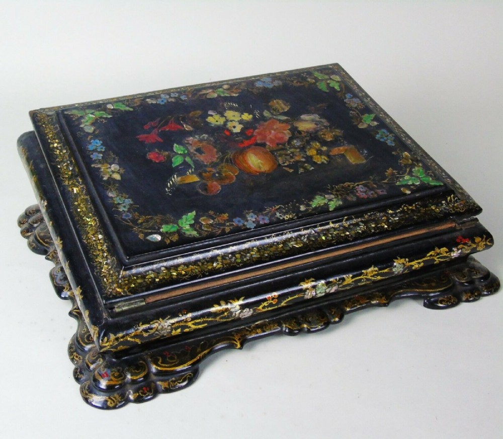 Antique Hand Painted Writing Box 19th Century