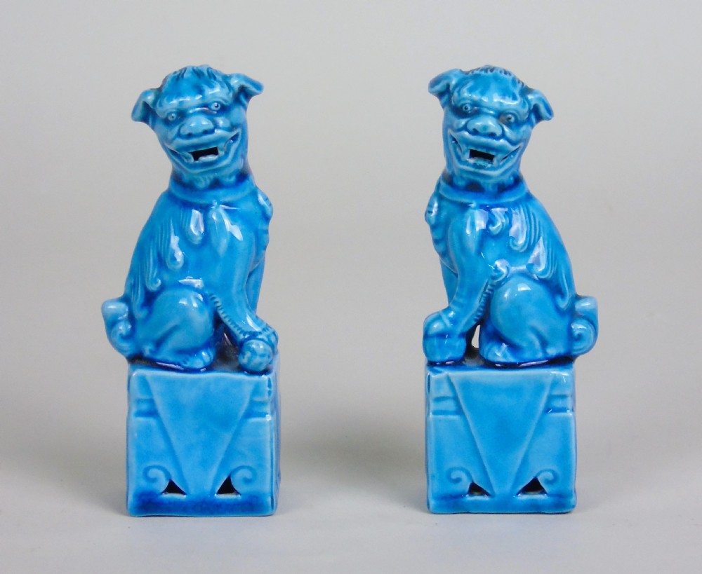 Antique Chinese Blue Glaze Fo Dogs