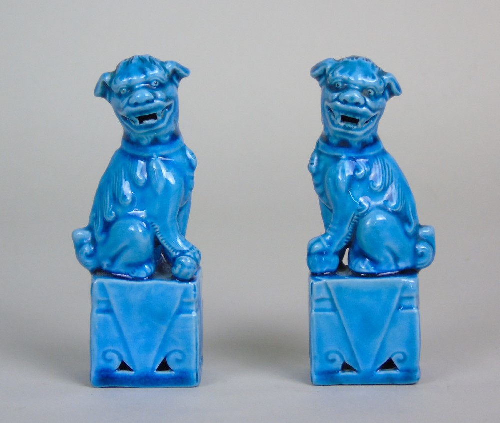 Antique Chinese Blue Glaze Fo Dogs View IV