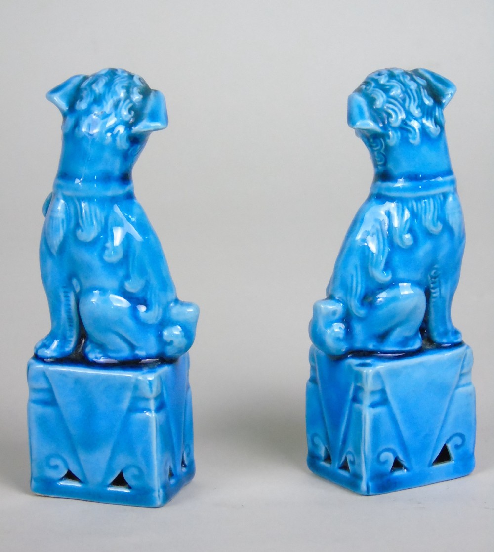 Antique Chinese Blue Glaze Fo Dogs View VI