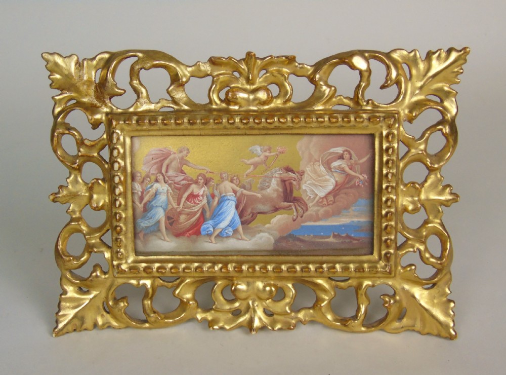 Antique Italian Picture Apollo in Florentine Frame View VI