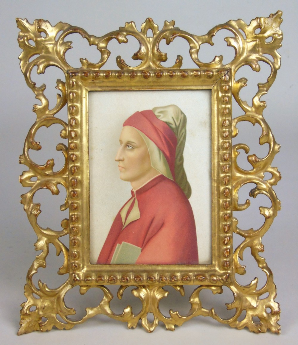Good Antique Italian Portrait of Dante in Florentine Frame  View IV