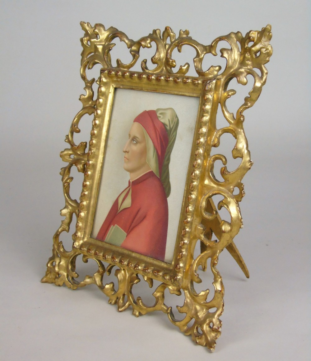 Good Antique Italian Portrait of Dante in Florentine Frame  View V