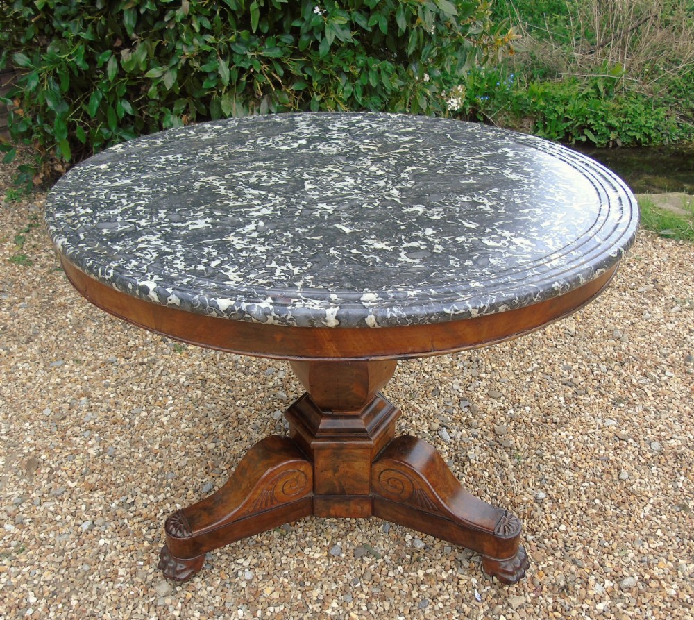 19th Century French Mahogany & Marble Gueridon Table View III