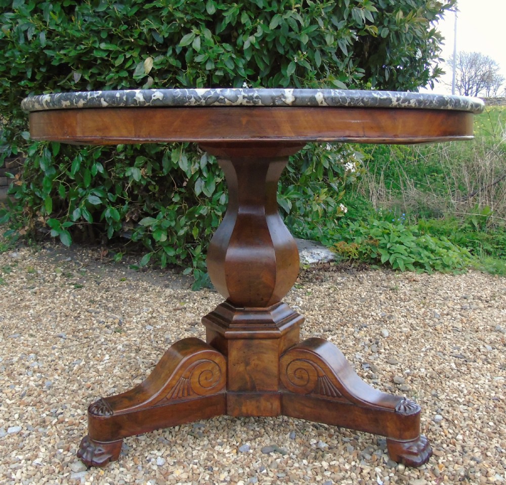 19th Century French Mahogany & Marble Gueridon Table View II