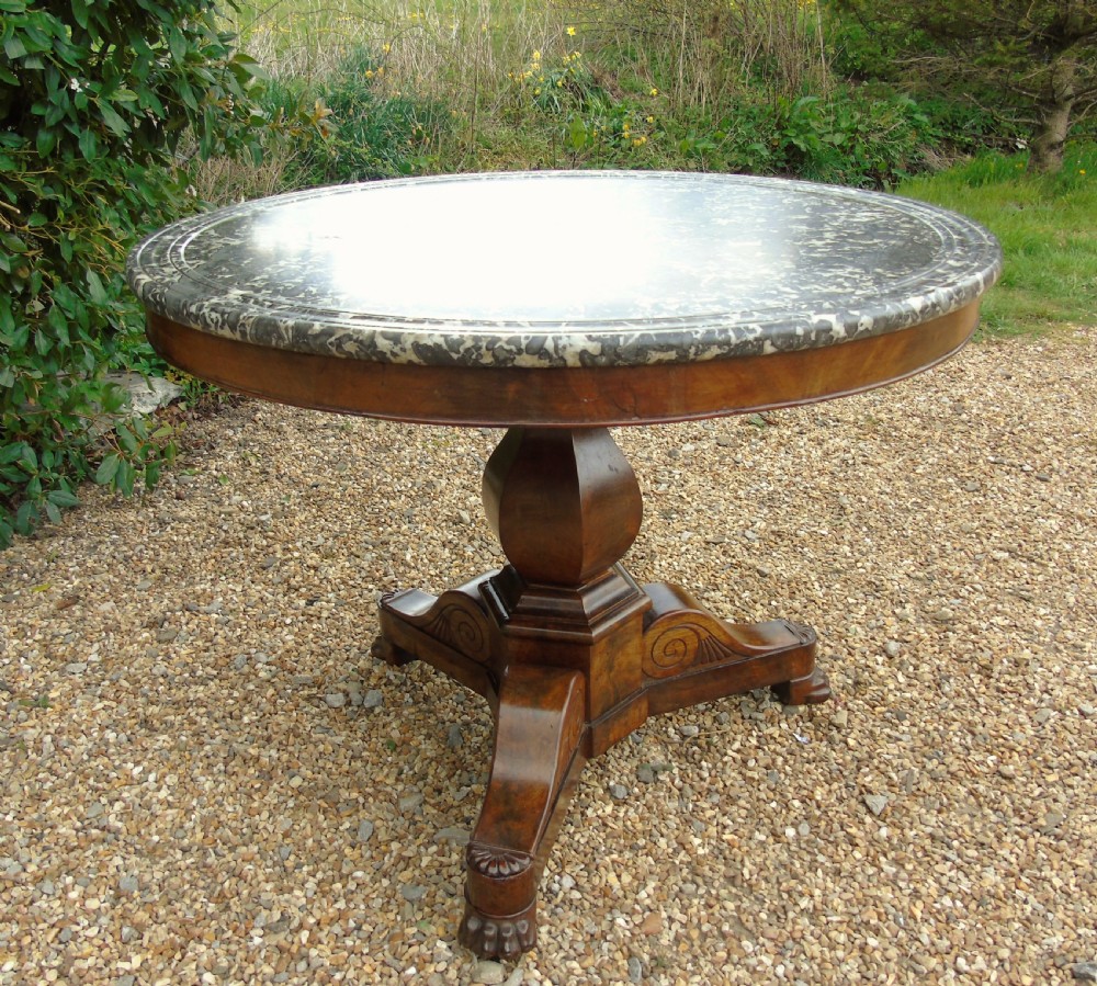 19th Century French Mahogany & Marble Gueridon Table View IV