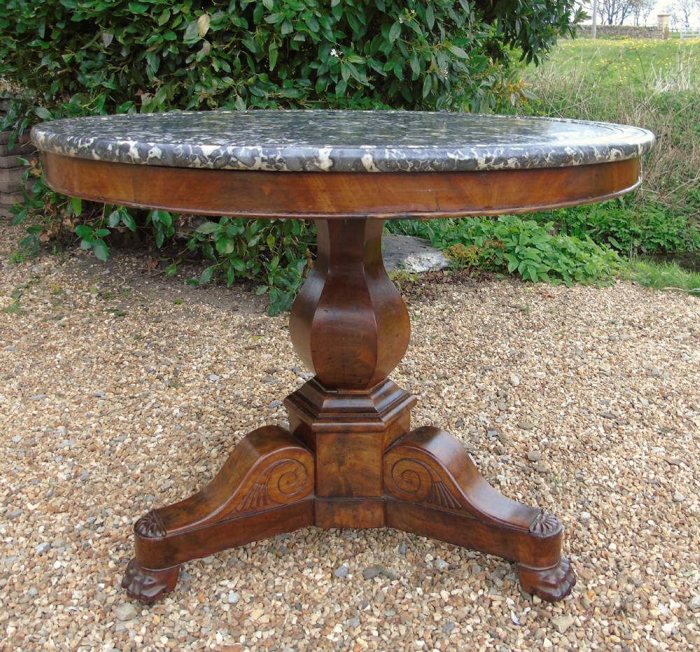 19th Century French Mahogany & Marble Gueridon Table View VI