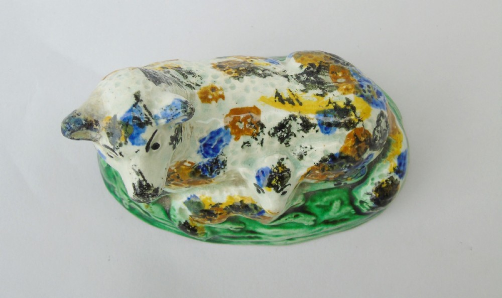 Early Prattware Sheep & Lamb Staffordshire Pottery View II