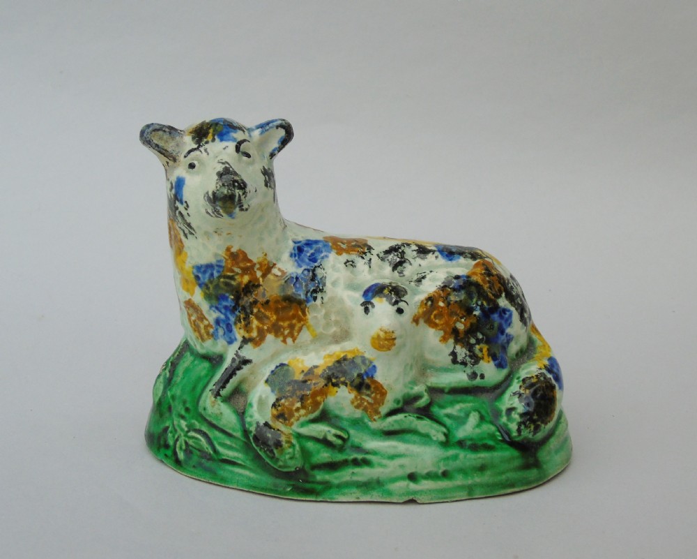 Early Prattware Sheep & Lamb Staffordshire Pottery View III