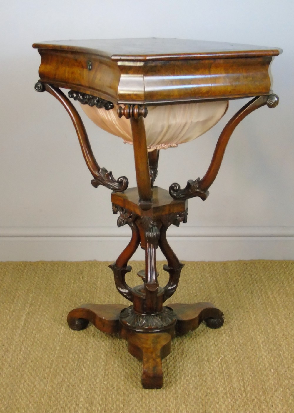 Good 19th Century Mahogany Ebonised & Mother of Pearl Inlaid Sewing Table View III