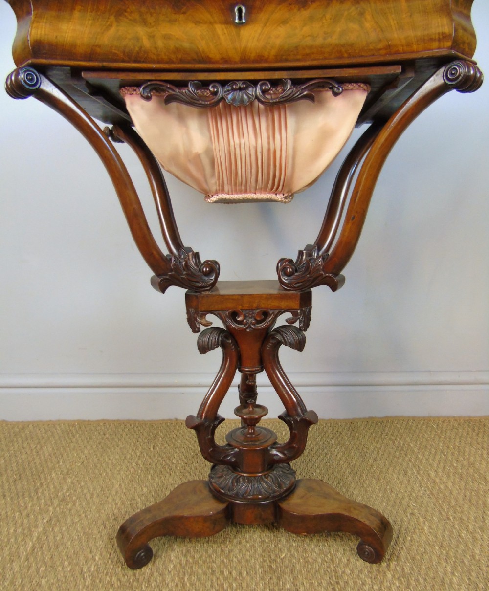 Good 19th Century Mahogany Ebonised & Mother of Pearl Inlaid Sewing Table View IV