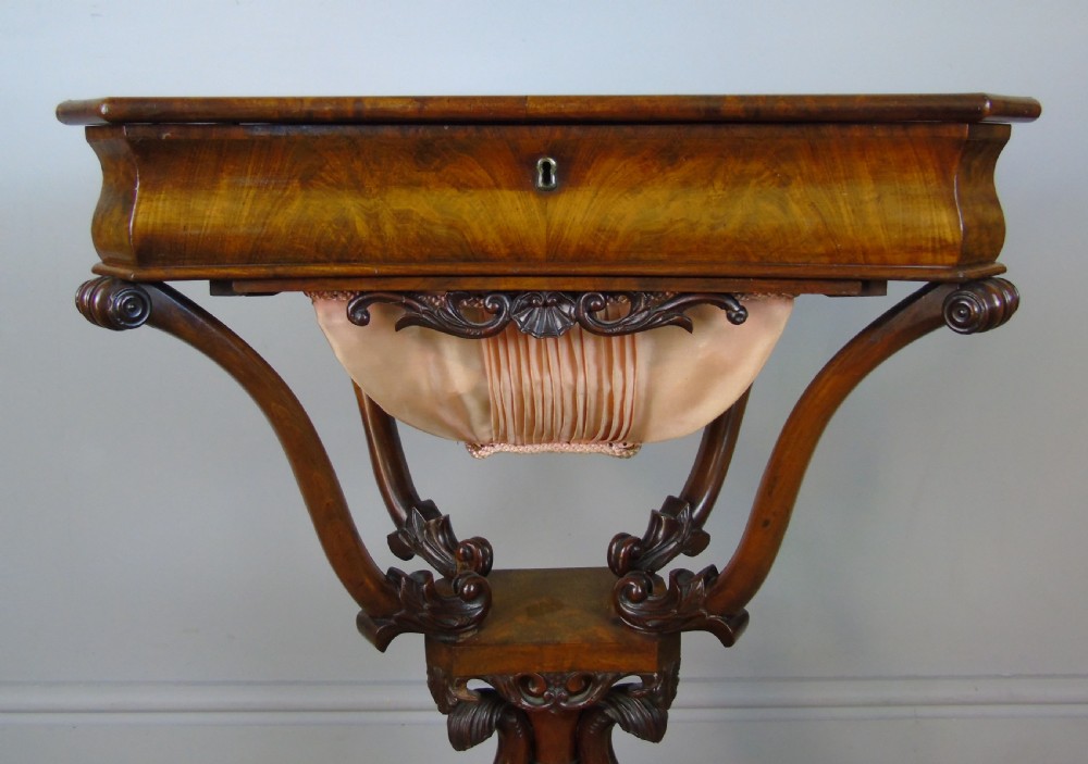 Good 19th Century Mahogany Ebonised & Mother of Pearl Inlaid Sewing Table View VI