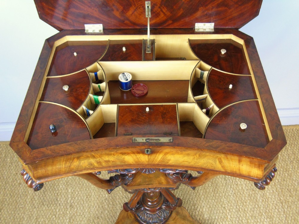 Good 19th Century Mahogany Ebonised & Mother of Pearl Inlaid Sewing Table View VIII