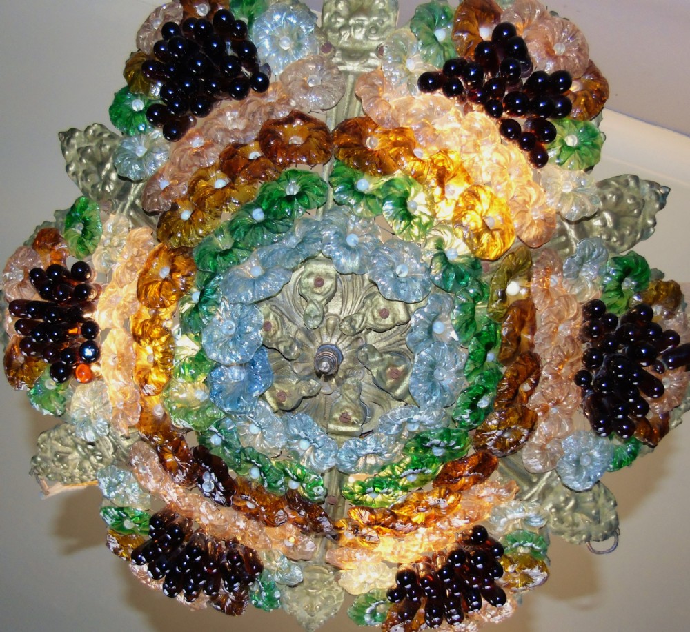 Impressive Italian Murano Glass Ceiling Light Chandelier View V