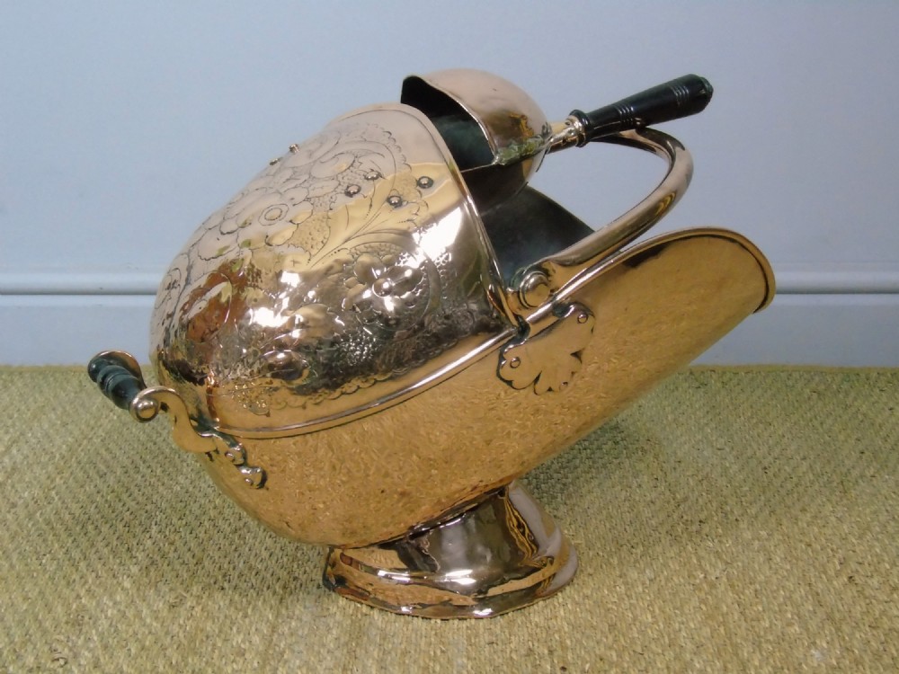 Victorian Copper Helmet Coal Scuttle 
