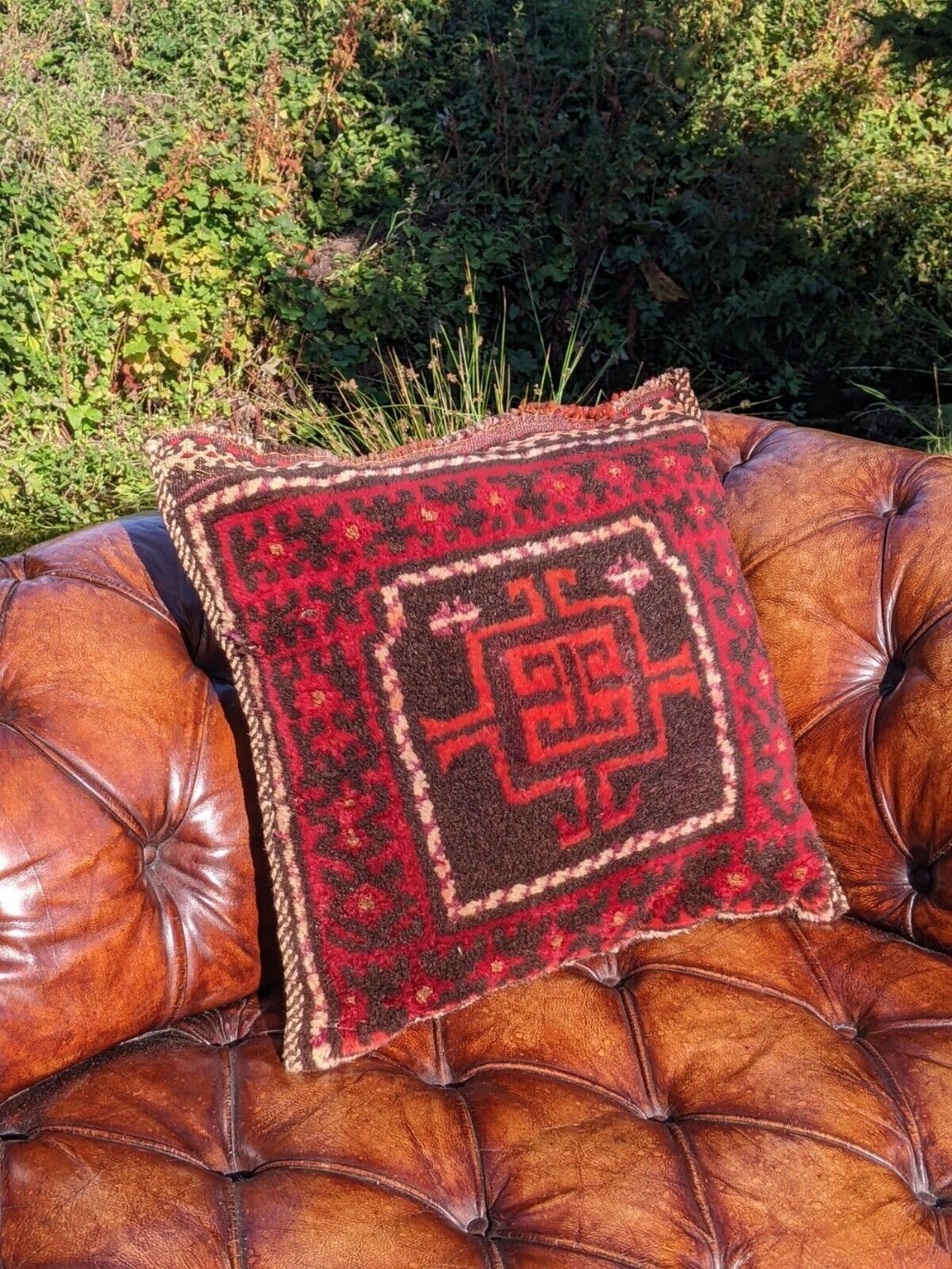 Antique Handwoven Carpet Cushion Bagface
