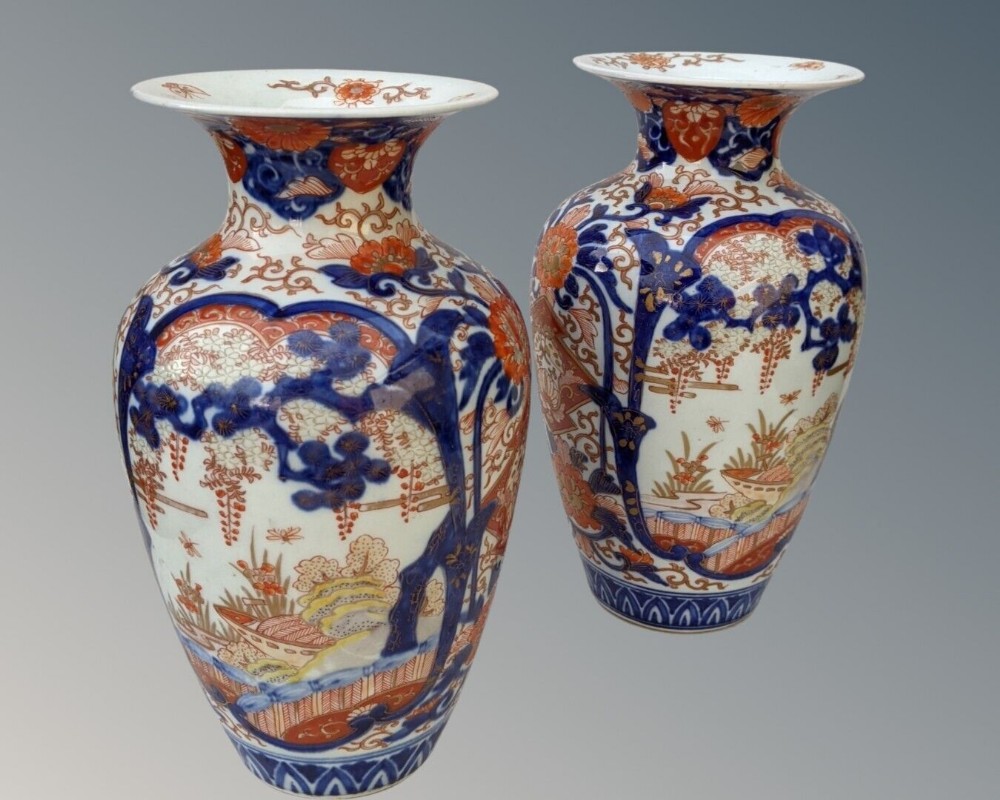 Pair Antique Japanese Imari Vases