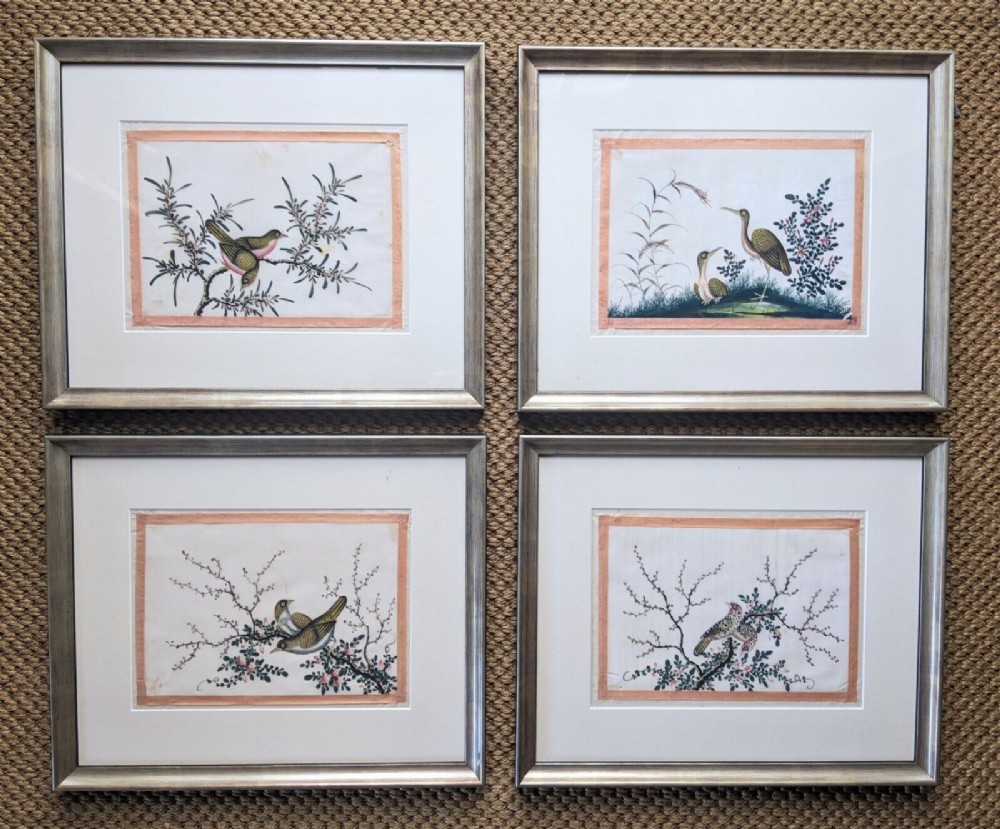 Antique Chinese Paintings Of Birds Set of 4