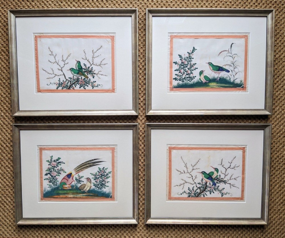 Antique Chinese Paintings Of Birds Set of 4