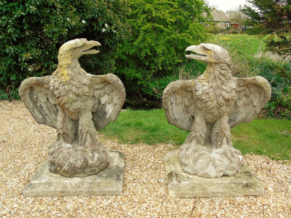 Fine Pair Of American Stone Eagles 19th Century By Austin & Seeley