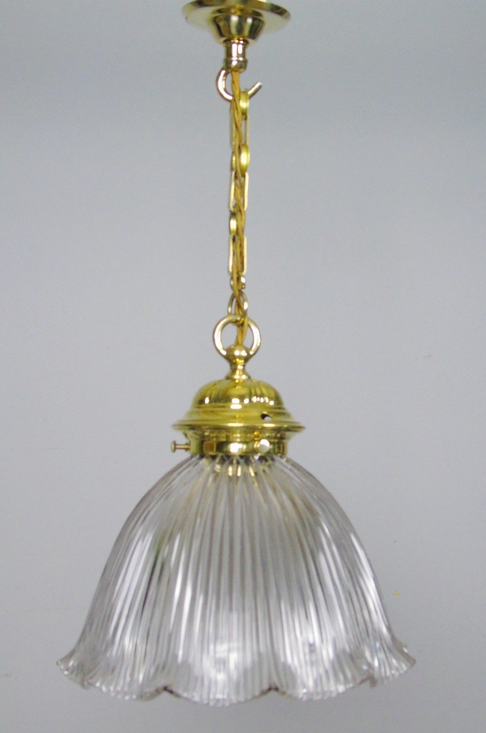 Early 20th Century Pendant Light With Holophane Shade