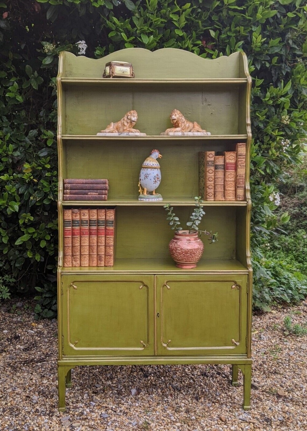 Antique Painted Waterfall Bookcase