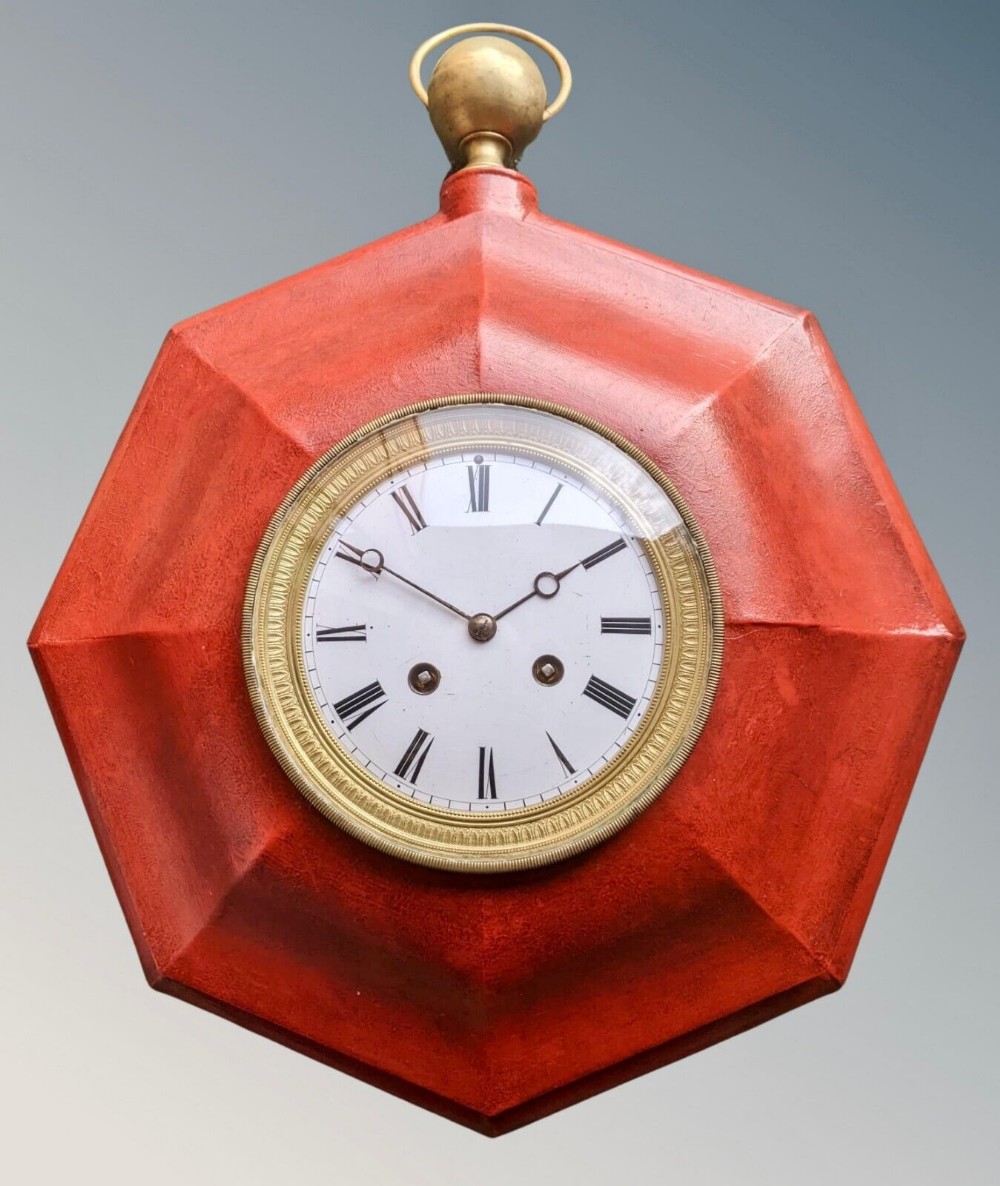 French Japy Freres Red Toleware Wall Clock