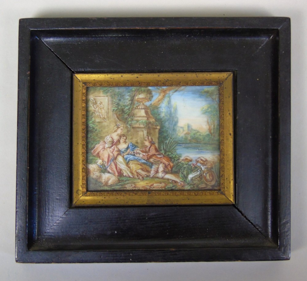 Romantic 19th Century Miniature Painting after Boucher 