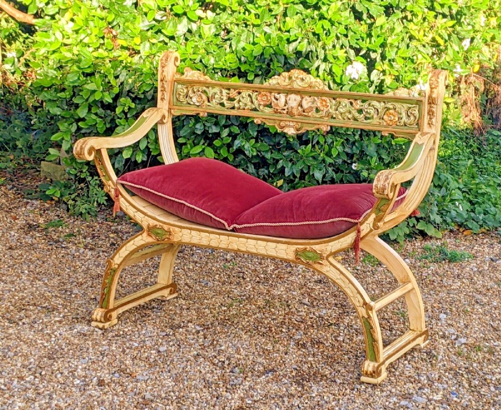Antique Savonarola Sofa Bench