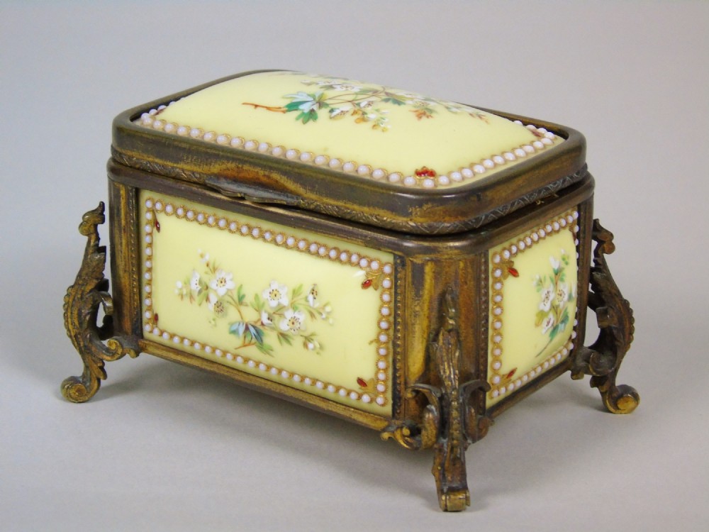Antique Porcelain Gilt Metal Jewellery Box