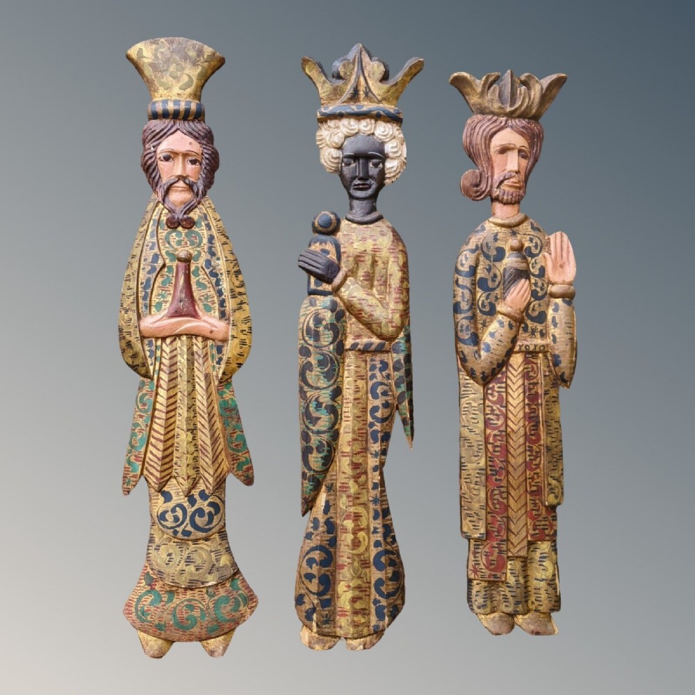 Antique Giltwood Wall Plaques 3 Kings