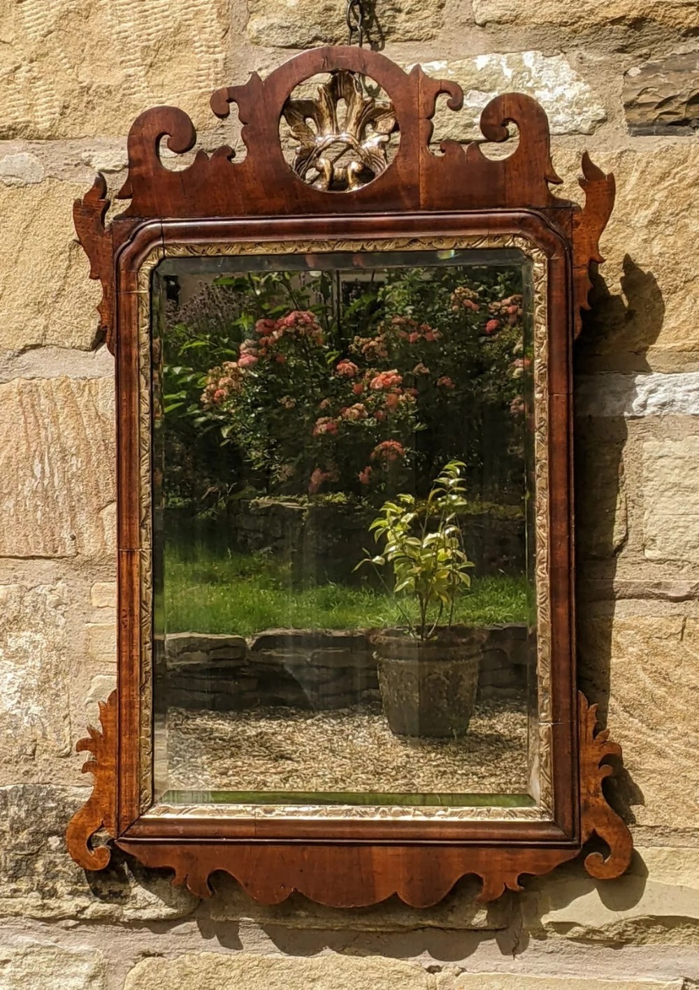 Regency Mahogany & Parcel Gilt Pier Glass Mirror Gilt Crown Crest