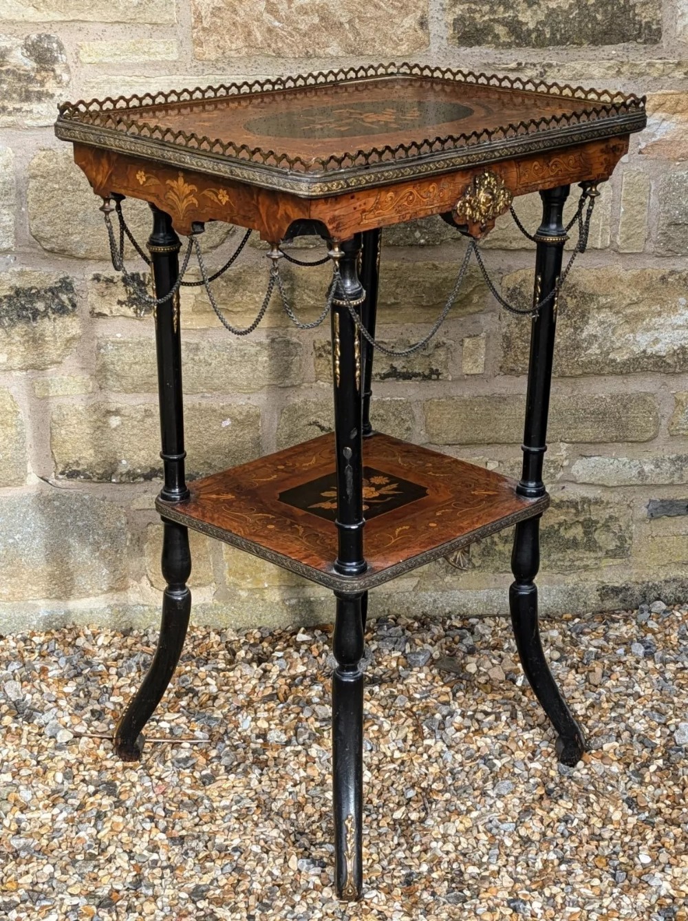 French Amboyna Marquetry Table