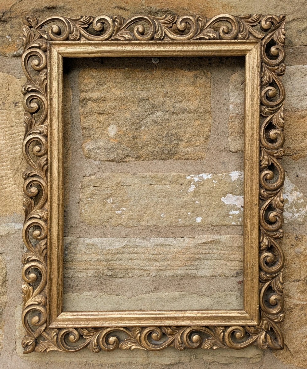 Antique Florentine Carved Wood Gilt Picture Frame No 1