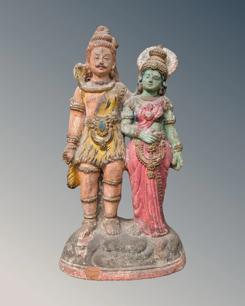 Antique Indian Terracotta Figures Shiva and Pavatti