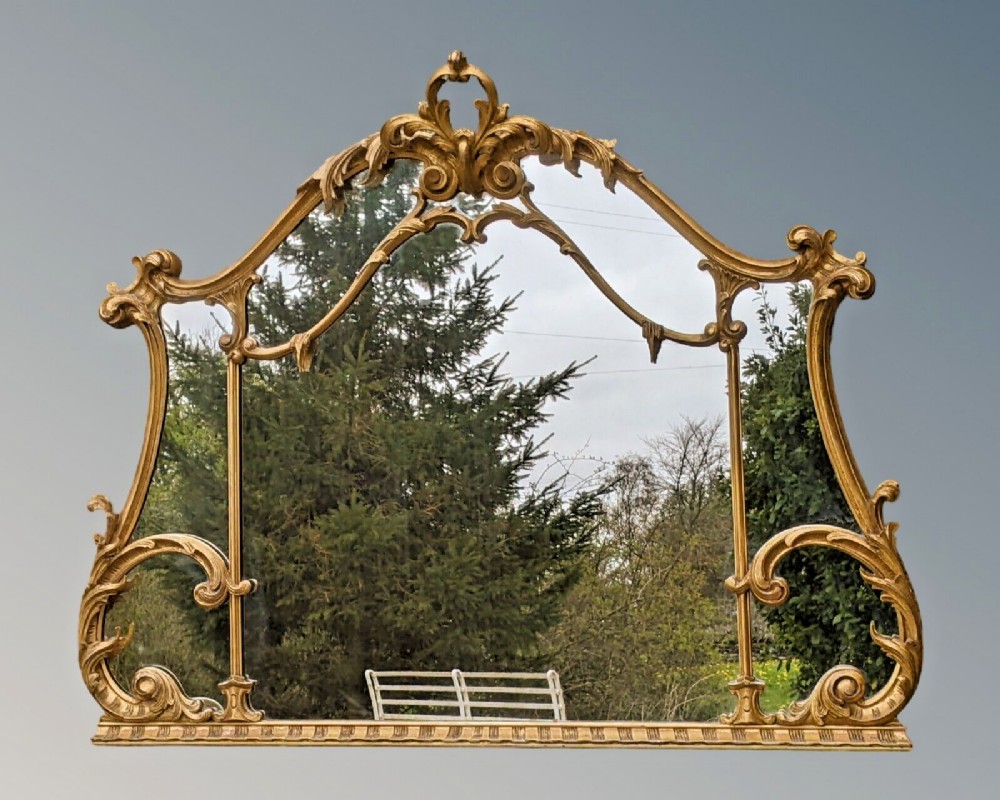 Antique Chippendale Style Overmantel Mirror 19th Century