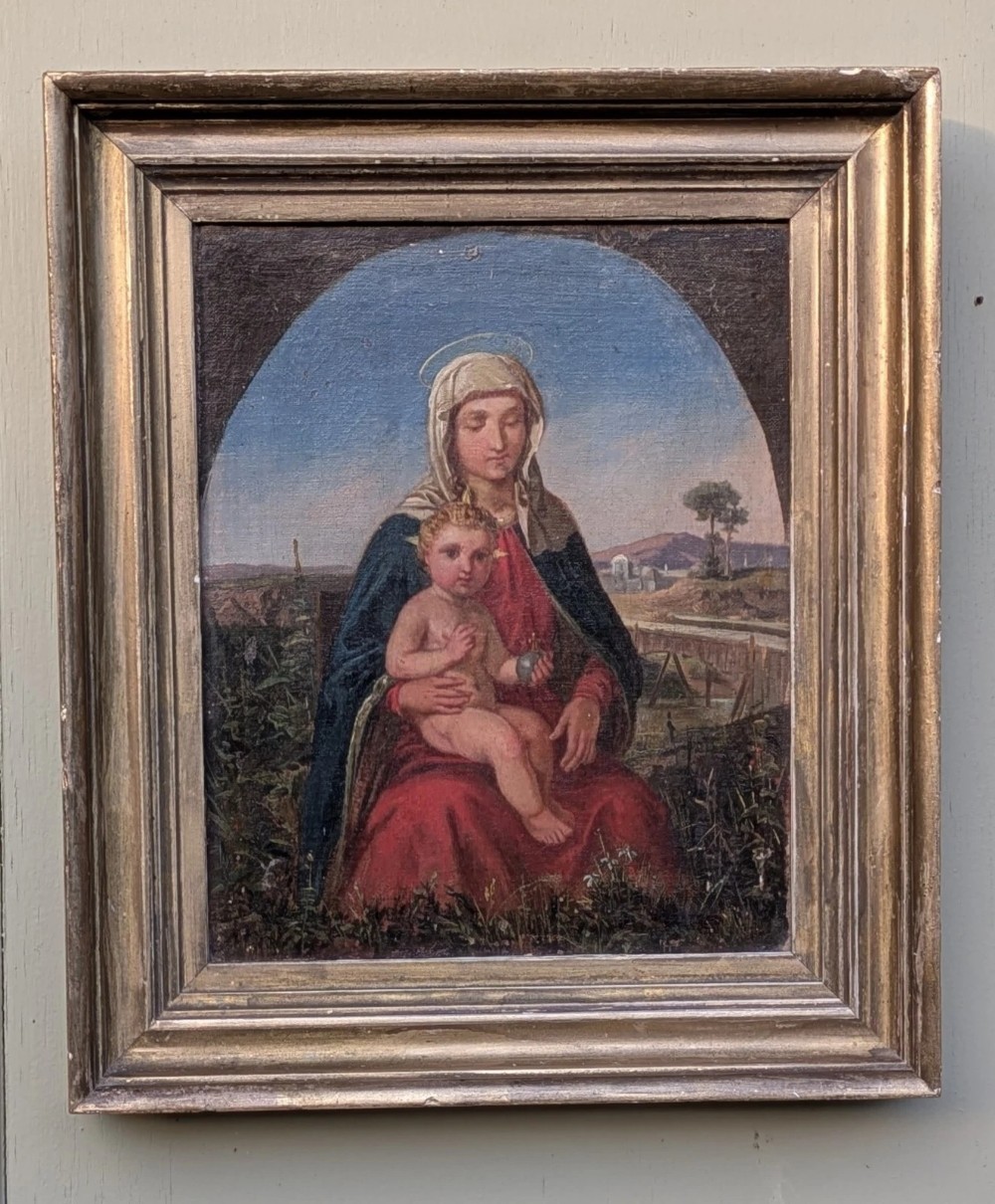 Oil Painting Madonna And Child 19th Century