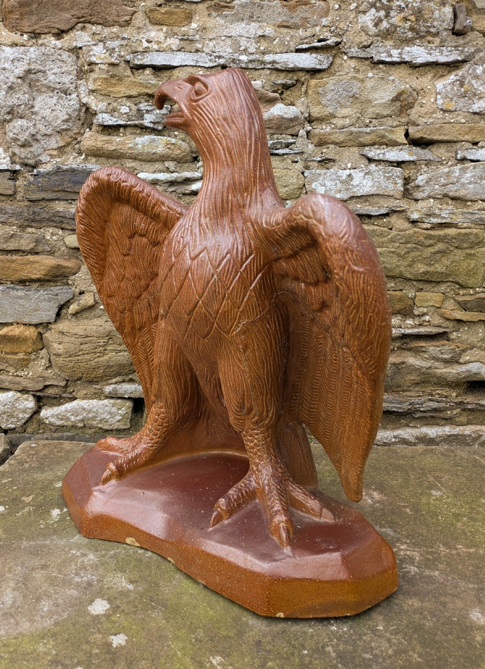 19th Century Saltglaze Stoneware Eagle Garden Sculpture View III