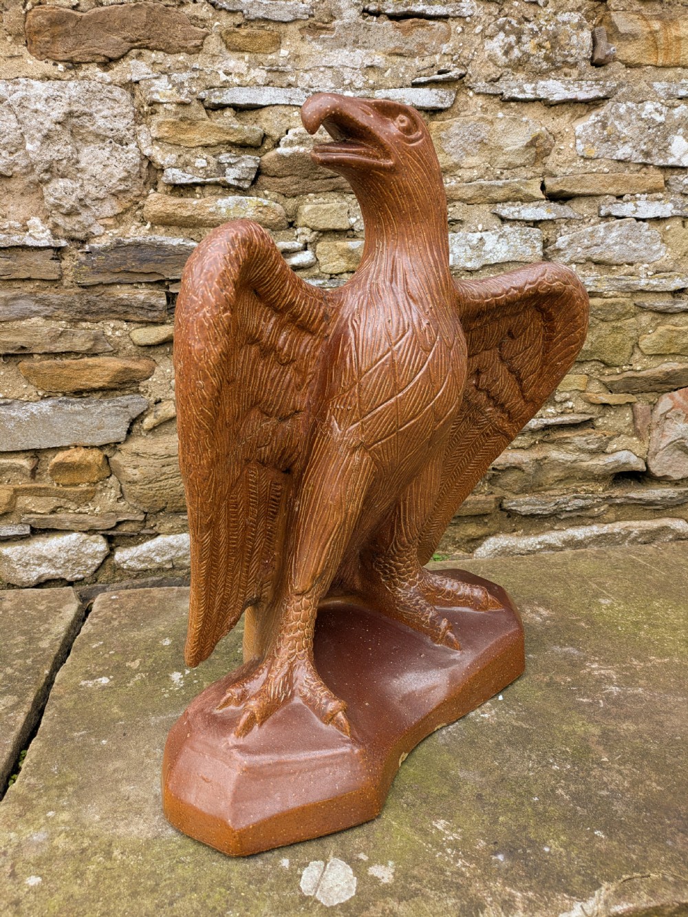 19th Century Saltglaze Stoneware Eagle Garden Sculpture View IV
