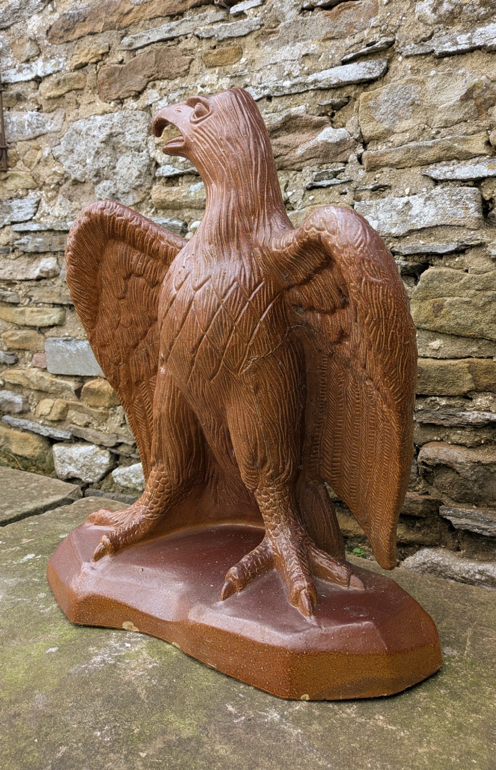 19th Century Saltglaze Stoneware Eagle Garden Sculpture View V