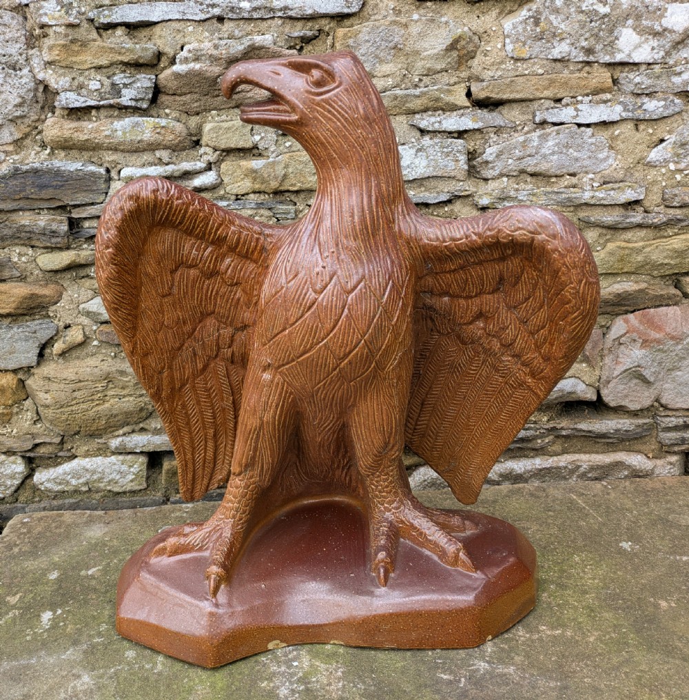 19th Century Saltglaze Stoneware Eagle Garden Sculpture View VII