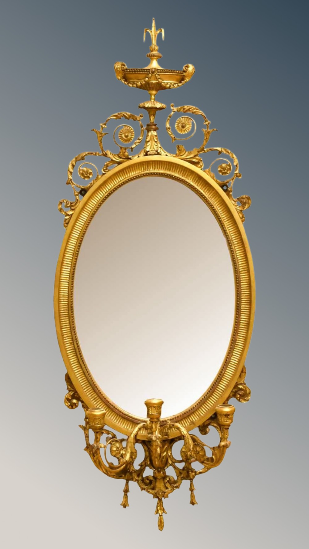 Fine Pair of Adam’s Style Oval Mirrors    19th Century View III