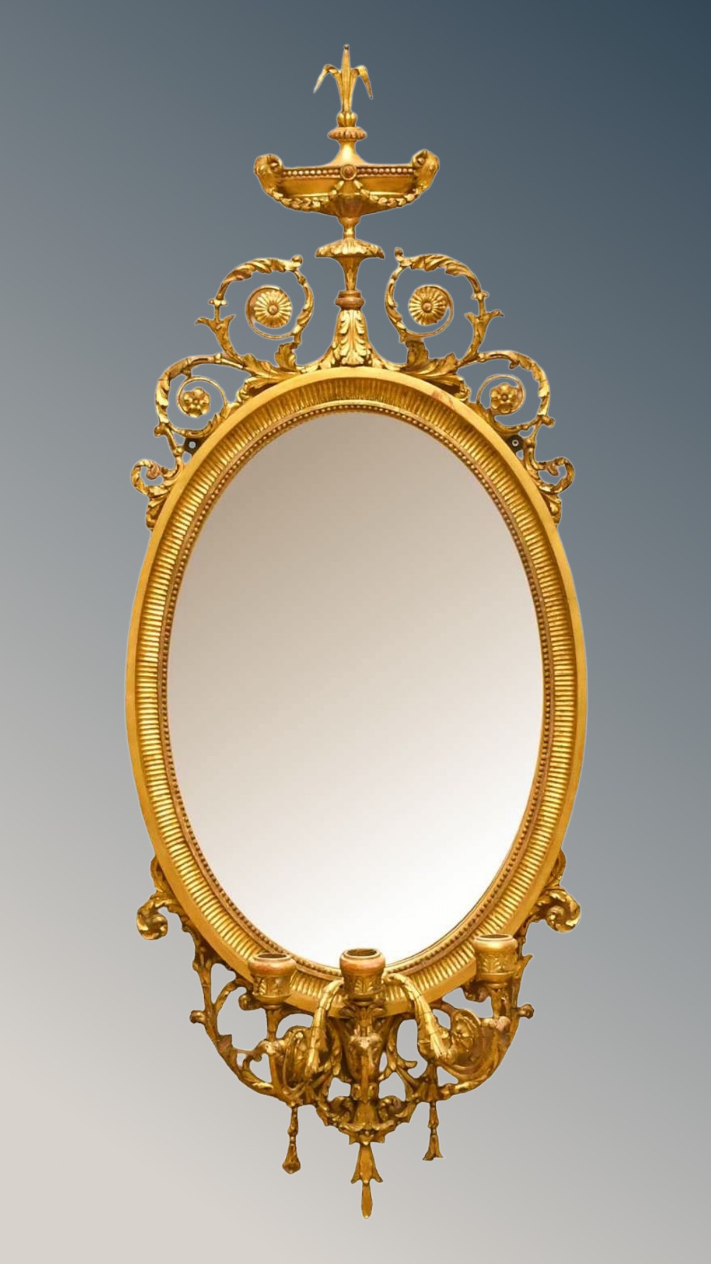 Fine Pair of Adam’s Style Oval Mirrors    19th Century View V