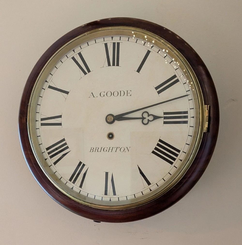 19th Century Mahogany Station Clock Fusee Movement
