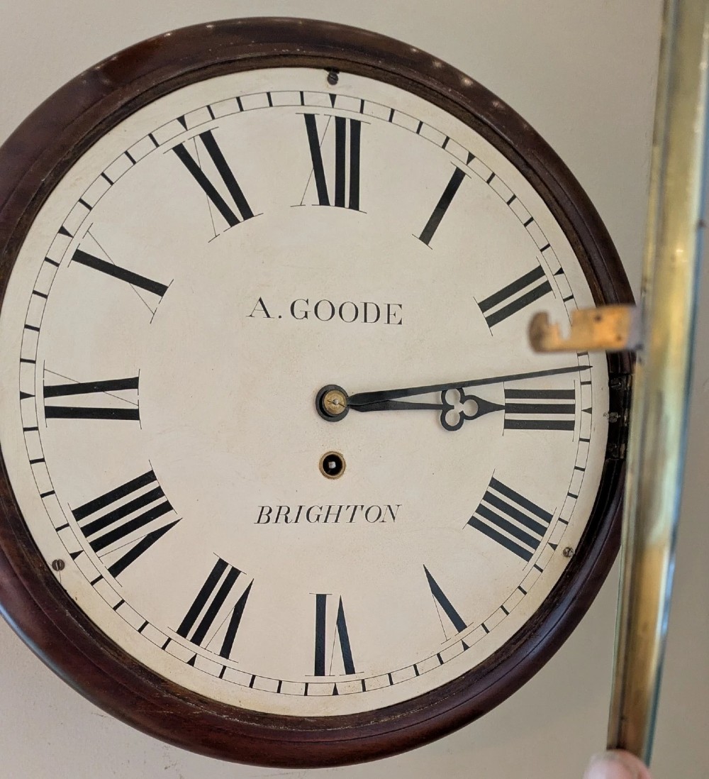 19th Century Mahogany Station Clock Fusee Movement View IV