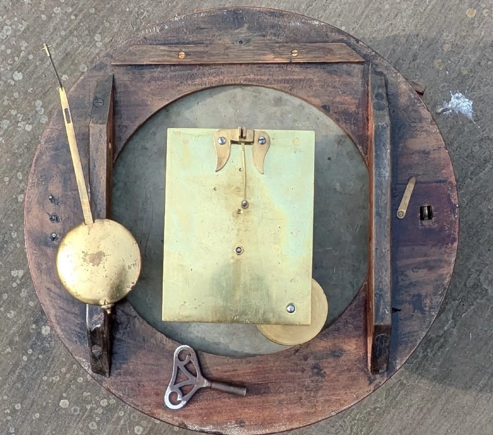 19th Century Mahogany Station Clock Fusee Movement View VI