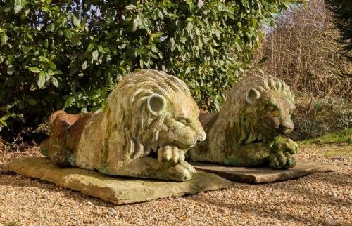 Pair Of Antique Italian Terracotta Garden Lions View II
