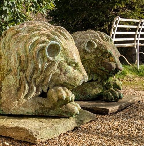 Pair Of Antique Italian Terracotta Garden Lions View III