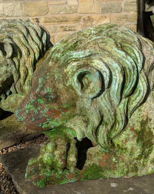 Pair Of Antique Italian Terracotta Garden Lions View VI
